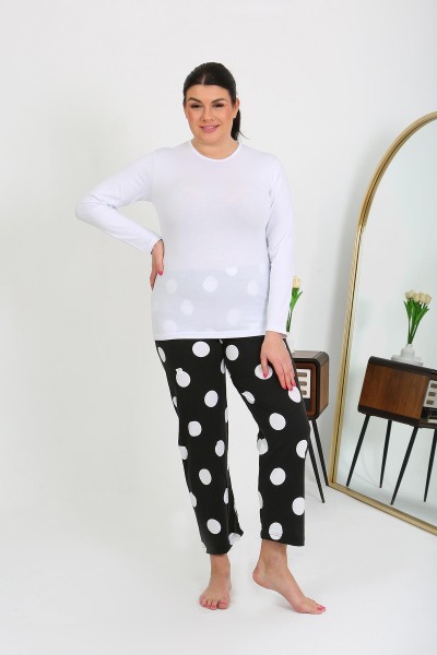 Akbeniz - Akbeniz Kadın Büyük Beden Tek Alt Pijama Siyah 27553