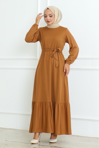 Moda Çizgi - elbise camel 207