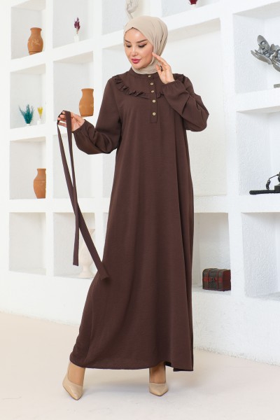 Moda Çizgi - elbise koyu kahverengi 202
