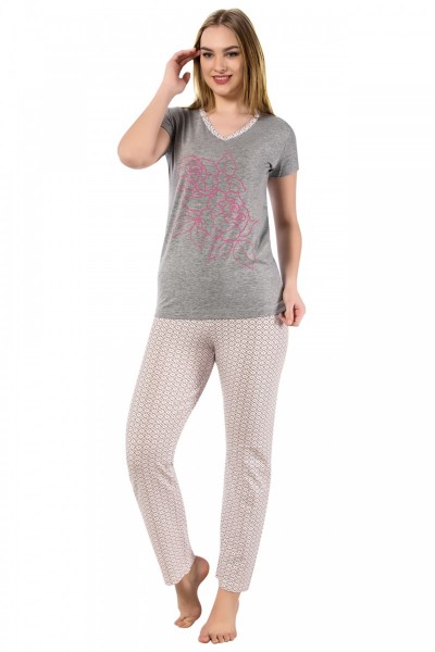 Moda Çizgi - Moda Çizgi Women's Short Sleeve Pajama Set 2367