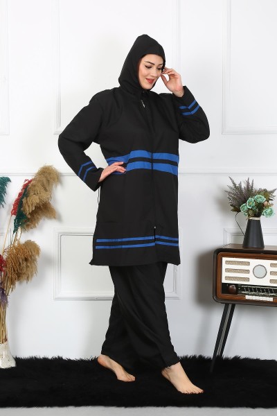 Moda Çizgi Büyük Beden Tesettür Mayo 7XL-8XL-9XL-10XL Siyah 55011 - Thumbnail