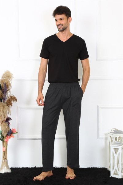 Moda Çizgi - Moda Çizgi Erkek Pamuk Antrasit Tek Alt Pijama 27495