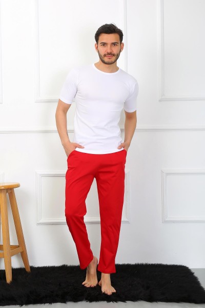 Moda Çizgi - Moda Çizgi Erkek Pamuk Kırmızı Tek Alt Pijama 27495