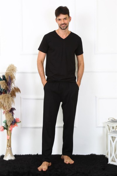 Moda Çizgi - Moda Çizgi Erkek Pamuk Siyah Tek Alt Pijama 27495