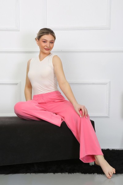 Moda Çizgi - Moda Çizgi Kadın Bol Paça Penye Pembe Alt Üst Takım 5501