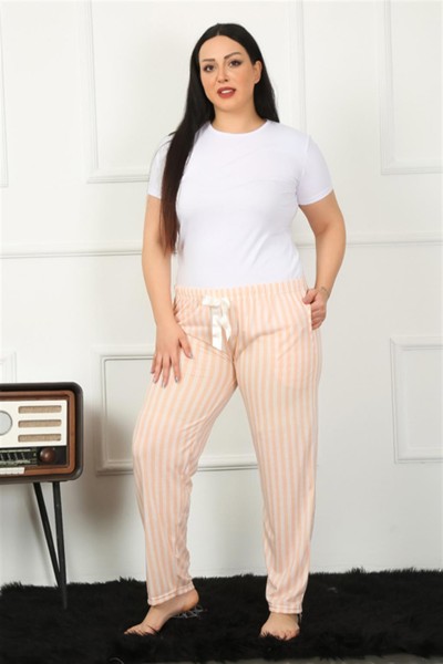 Moda Çizgi - Moda Çizgi Kadın Pamuklu Büyük Beden Alt Pijama 27453