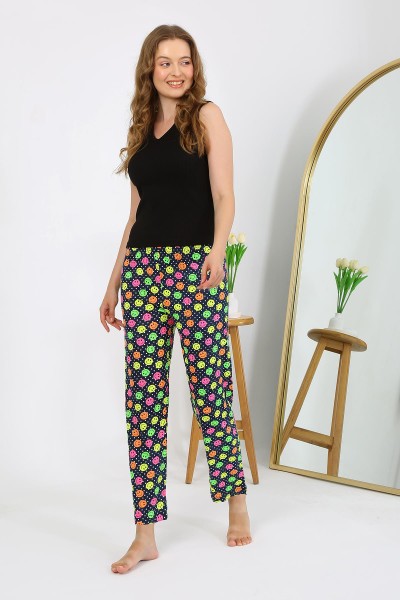 Moda Çizgi - Moda Çizgi Kadın Penye Smile Desenli Tek Alt Pijama 27537