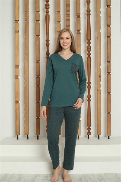 Moda Çizgi - Moda Çizgi Women's Combed Cotton Long Sleeve Pajama Set 4146