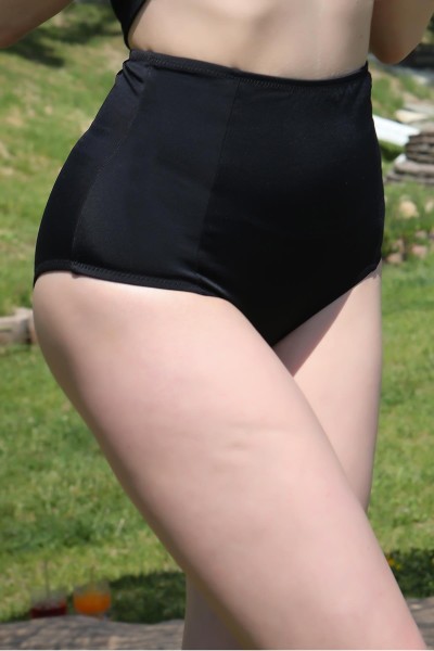 Moda Çizgi - Moda Çizgi Kadın Yüksek Bel Tek Alt Bikini Siyah 39001