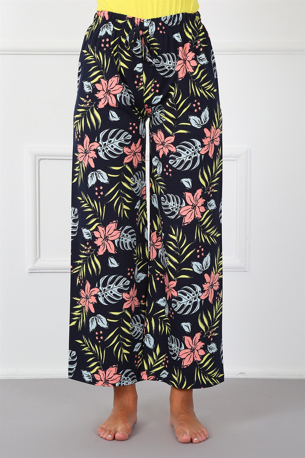 Moda Çizgi Bayan Pamuk Tek Alt Pijama 210012 - S | Lacivert