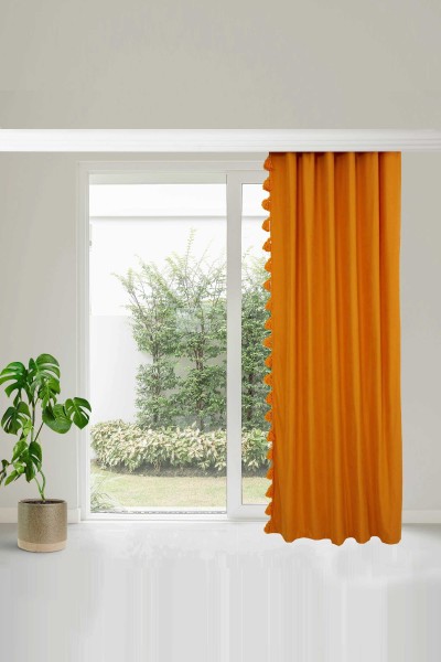 Moda Çizgi - Tassel Edged Background Curtain Right Side 245x140 cm, PR-1SAG Orange